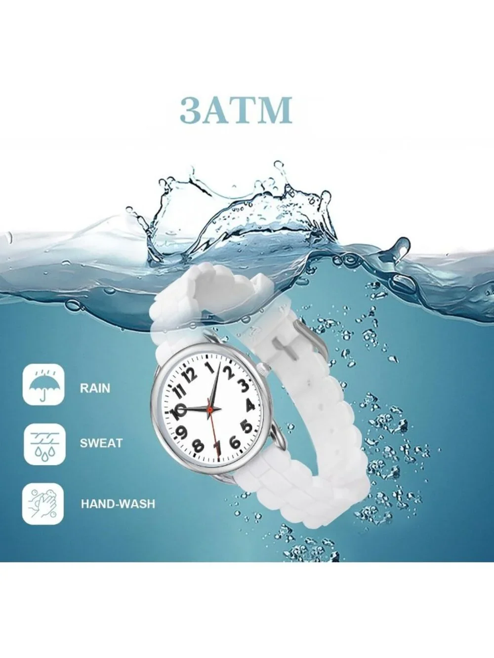 Women's 35MM Big Face Watch - Easy Reader, Waterproof, Silicone Strap